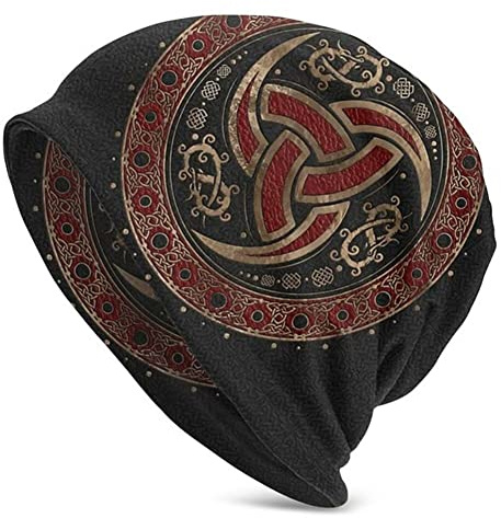 WSXJJ 3D Wikinger Street Skullies Mützen Herren Damen Strickmütze Warme Wintermütze Nordische Geschenke,Odin Horn
