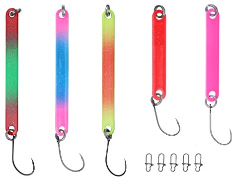 Zite Fishing Forellen Stick Spoons Set - 4-6 cm UV-Aktive Forellen-Köder | Kunstköder Forellen-Angeln mit Box