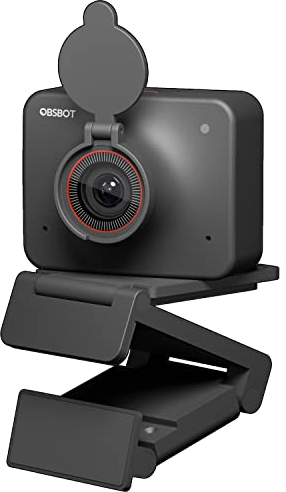 OBSBOT Meet KI-Betriebene Webcam 4K, Videokonferenz Kamera mit KI Automatischem Bildausschnitt, 4K Ultra HD Videoanrufe und Streaming, Webcam mit Mikrofon - Schwarz