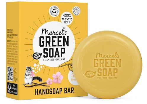 Marcel's Green Soap – Handtvålstuck vanilj och körsbärsblomma – handtvål – 100% miljövänlig – 100% vegansk – 97% biologiskt nedbrytbar – 90 g