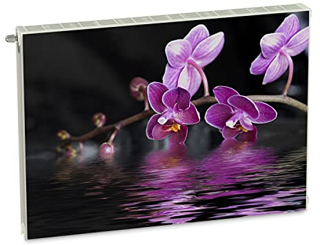 Magnet Heizkörperverkleidung Heizkörperabdeckung Rosa Blumen Orchidee 80x60 cm Heizung Abdeckung Verkleidung Magnetische Abdeckmatte Kühlschrank aus Einem Flexiblen Magneten Digitaler Aufdruck