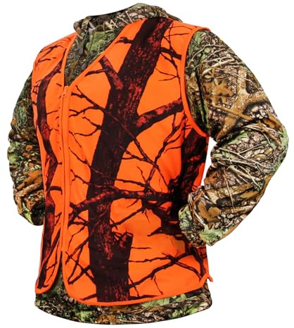 Volein Blaze Orange Camo Hunting Vest,Lightweight,Zipper Closure (3X-Large)
