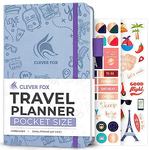 Clever Fox Travel Journal – Vacation Planner with Budget Plan, Packing List, Expense Tracker & Trip Journal – Travelling Itinerary Organizer for Women, Men & Couples – Pocket Size, Periwinkle