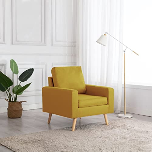 ZQQLVOO Sessel Gelb Stoff, Loungesessel, Fernsehsessel Relaxsessel, Schreibtischstuhl, Stuhl für Schlafzimmer, Wohnzimmer, Arbeitszimmer, Büro