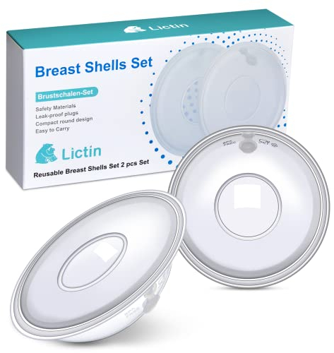 Lictin Milchauffangschalen Stillen, BPA-frei, Muttermilch Auffangschale, Aufbewahrungsbecher 2 Stück, Wiederverwendbar Auffangschale, Brustschalen Set Milchauffangschale