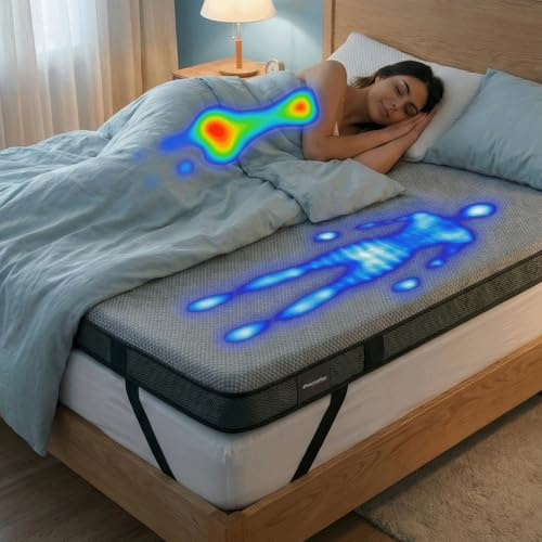Pharmaflex - Topper Memory Foam 140x200 Materasso Una Piazza e Mezza, Alto 6 cm con 7 Zone e 2 Strati per Mal di Schiena Allevia Dolori, Coprimaterasso Correttore Medico Ortopedico con Bande Elastiche