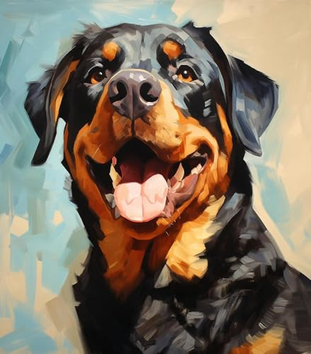 ZMHZMY Malen-nach-Zahlen-Set für Erwachsene,Weihnachten, Rottweiler Hundetier,Personalisiertes digitales Ölgemälde,Geschenke für die Weihnachtsfeiertage,40x50cm