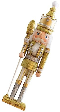 Garneck Casse-Noisette De Noël en Bois De Noyer Doré, Figurine Soldat Peinte, Décoration Festive pour Sapin Et Intérieur, Présent Unique pour Fêtes, Modèle