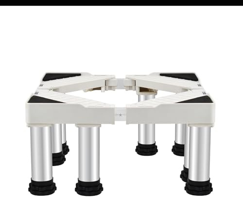 Waschmaschine Sockel, Verstellbare Waschmaschinen Untergestell Länge 50-75cm Breite 42-65cm Höhe 29-32cm Sockel Bärenlast 400kg, Waschmaschine Sockel 8 Fuß für Trockner Waschmaschine Kühlschrank WeiB