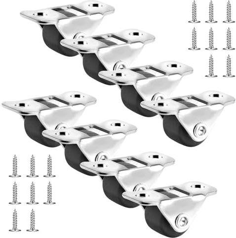 Dimeho 8 ruote in gomma per mobili, piccole ruote per il trasporto, mini ruote con piastra in metallo per mobili, attrezzature, cassette degli attrezzi