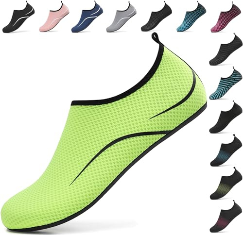 BARFULKER Wasserschuhe Damen Herren Badeschuhe Schwimmschuhe Schnell Trocknend Aquaschuhe rutschfeste Strandschuhe Surfschuhe Barfußschuhe Beach Pool Unisex, Grün 43 EU