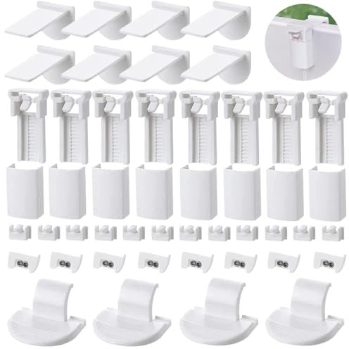 48 Stück Ersatzteile Klemmträger, Leichtgewicht Verstellbare Pliseehalter, Plissee Halterung Zubehör Ohne Bohren mit Stopfen, Kunststoff Plissee Vorhang Klemmhalterung für Fensterläden Jalousien