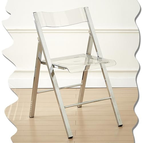 QYEZSOTL Klappstuhl aus Acryl, transparent, stapelbar, moderner Esszimmerstuhl, Faltbarer Hocker ohne Armlehnen, Kunststoffplatte und Metallrahmen, für das Wohnzimmer zu Hause (transparent)