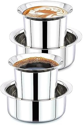 Samyuktha Traditional Steel Dabara (Cup + Tumbler)/ South Indian Coffee Glass Tumbler Set| Stainless Steel Dabara | Tea, Coffee Dabara Set of 2 | Capacity 200ml