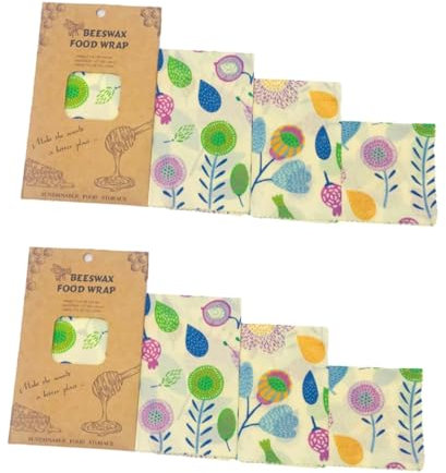 minkissy 2sets Reusable Food Wraps Food Preservation Cloths Safe for Durable Assorted Designs 3pcs*2