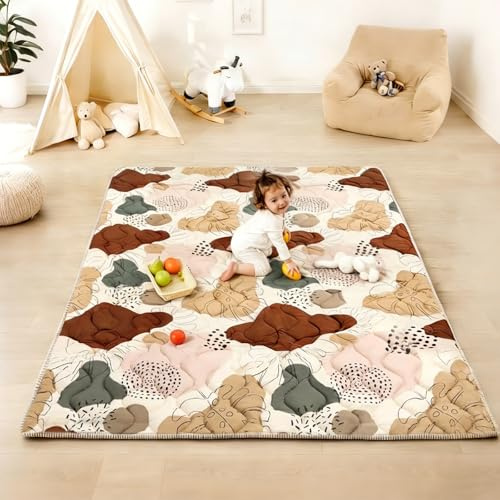 Lambluefly Tappeto Gioco Bambini,Addensare Tappeto Gioco Neonato 180x150cm,Antiscivolo,Lavabile in Lavatrice,Pieghevole Tappeto Neonato Gattonamento,Tappeto Cameretta Bambino, Design in Stile Bohémien