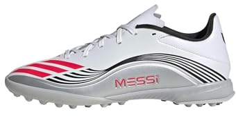 Adidas Unisex - Adulto F50 Messi League Turf Football Boots, Cloud White/Lucid Red/Silver Metallic, 38 EU