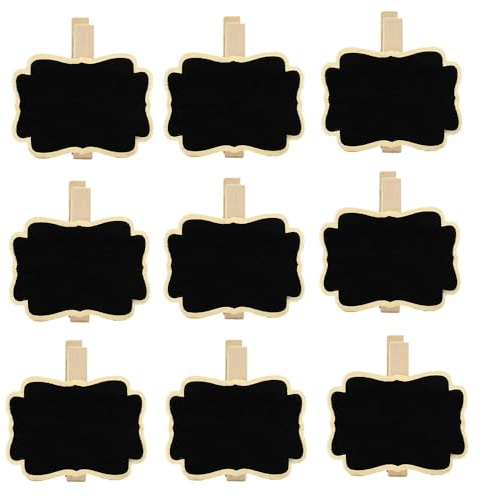 TMTGTS Kreidetafel Klein 30 Stück Spitze Form Mini Tafel Schiefertafel Beschriften Buffet Schilder Tischkärtchen Holzklammern Beschriften für Weihnachten Hochzeit Geburtstagsfeier Deko(Schwarz4#)