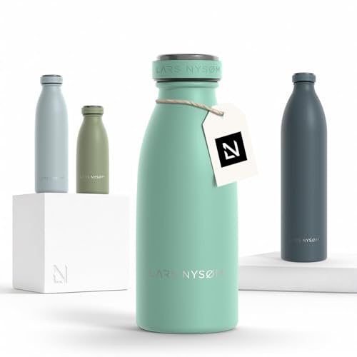 LARS NYSØM Gourde INOX 350ml | 0.35L Bouteille d’eau isolée | Gourde étanche pour Le Sport, la Bicyclette (Aqua Turquoise, 350ml)