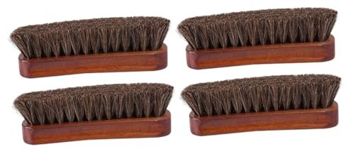 COLLBATH 4 Pièces Brosse en CRIN De Cheval pour Chaussures Animal De Compagnie Brosse à Chaussures Protecteur De Pli De Chaussure pour Trousse Cirage Marron Bois