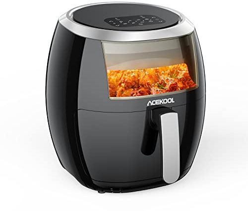Zstar Freidora de aire caliente, 8 programas, 8 L, sin aceite, freidora de aire caliente, freidora de aire caliente, freidora de aire con pantalla táctil digital, ventana de visión, función de