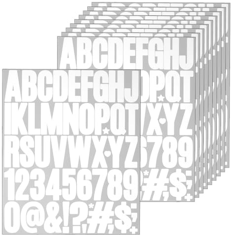 10 Blatt Buchstaben Aufkleber，490 Stück buchstaben sticker，Klebebuchstaben für Scrapbooking, Grußkarten, Briefkästen, Beschriftung von Gegenständen, DIY Dekoration(weiß)