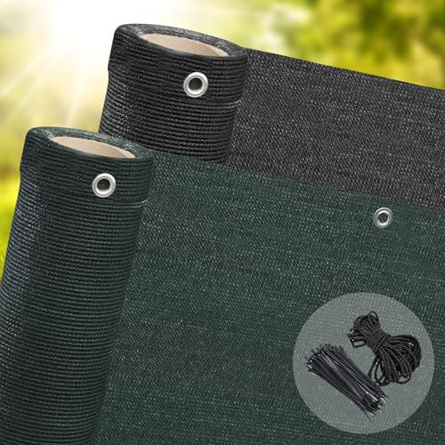 100% Privacy 320gsm Garden Privacy Screening Fence Screen Netting Balcony Screen Protection Screens Windbreak Overhead Shade Net Waterproof Back Coated Green1.5m x 5m Free Cord 25 Zip Ties Included