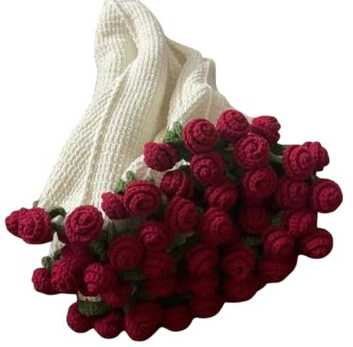 DIY Lily Valley Rose Bouquet Handmade Material Package, Crocheted Flower Blanket Gift, Romantic Crocheted Artwork