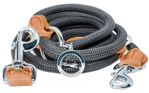FREUDENTIER Dog Lead 3 m Adjustable – Shoulder Lead for Medium and Large Dogs (Black)