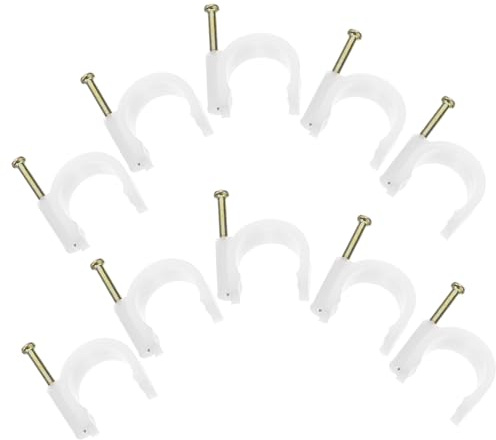 NUOBESTY 50pcs Wire Staple Cable Clips Durable Pe Wire Holders for Ethernet and Speaker Cables Easy Installation Nail In Clips for Home and Office
