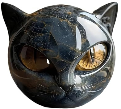 Scultura in pietra di gatto nero di lusso_, elegante pezzo d'arte per decorazioni domestiche, figurina statue di decorazioni per gatti ossidiani neri, cristalli intagliati a mano pietre di guarigione