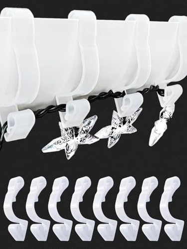 BYSMAH 24 Pack Giant Gutter Hooks for Outdoor Lights, Extra Strong Large Christmas Light Clips Gutter Hangers Weatherproof for Hanging Outdoor String Icicle Curtain Fairy Lights (White)
