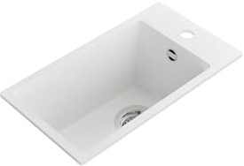 STONESTYLE Granitspüle 28x50cm für Unterschrank 30 cm | Küchenspüle mit 1 Becken Amber 30 | Weiß