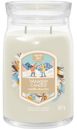 Yankee Candle Duftkerze im Glas (groß) Vanilla Flurries - Signature Kerze Winterkollektion 2025 - Apres Ski mit bis zu 90 Stunden Brenndauer