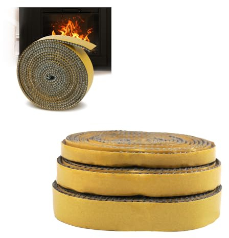 Selbstklebend Kamin Dichtband,Kamindichtung,Ofendichtband,Feuerfestes Dichtungsband für Kaminofentür,Ofenrohr,Kaminscheiben Dichtung, Hitzebeständig bis 550°C, Kamine&Öfen Zubehör (3mm x 20mm x 3m)