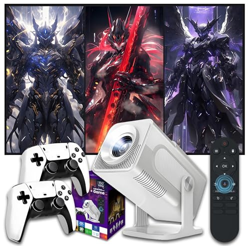 HCS350 MAX Elektrischer Fokus Mini Beamer 10000+ Spiele 17 Emulatoren,Autofokus/Auto Keystone Tragbarer Projektor Game,Android 11 Mini Projektor mit WiFi und Bluetooth,1280*720P,180°Drehung Projector