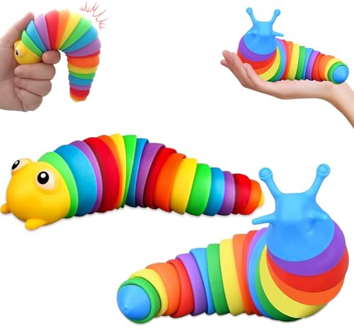 Yolistar Jouet de Bureau Souple à Limaces Articulé Imprimé 3D pour Se Détendre, Réaliste Slug Insectes Fidget Toy - Jouet à La Main pour Adultes (Combinaison de 19 cm)