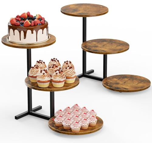 Emfogoo 2 Stück 3 Etagen Tortenständer, Holz Cupcake Ständer für 50 Cupcakes, Cupcake-Turm als Obstschale oder Tablett, Cupcake-Dessertturm für Nachmittagstee, Mottoparty, Hochzeit und Geburtstag