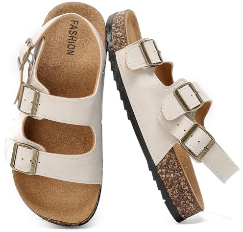 zaxunai Sandale Fille Garçon et Mixte Enfant liège Mules Antidérapant Chaussures Bout Ouvert Sangle Réglable Pantoufles