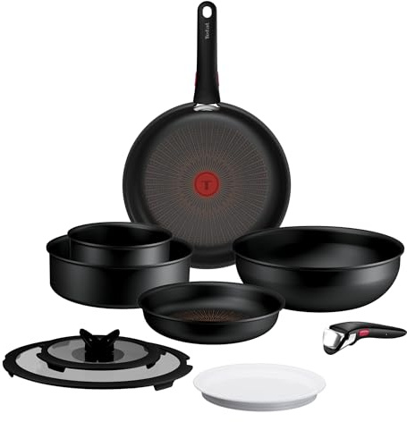 Tefal - Ingenio Explore Batterie de cuisine - Poignée amovible - 10 pièces | Set de poêle et casserole empilable avec technologie Fusioncore brevetée - Passage plaque four et frigo - Poignée amovible