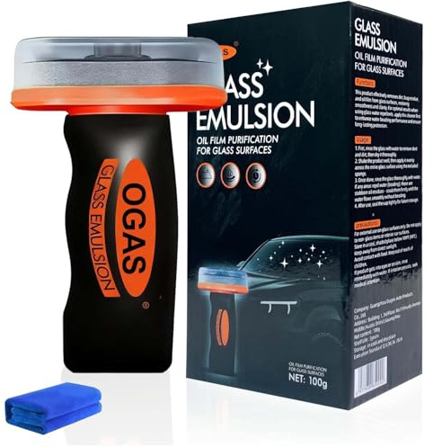 Hedremy 2026 Neu Clear Vision Autoglasreiniger mit Mikrofaser-Tuch, Ölfilmentferner für Autoglas,Handheld Ölfilm Reinigungsbürste, Scheibenreiniger Auto, Klare Sicht bei Regen