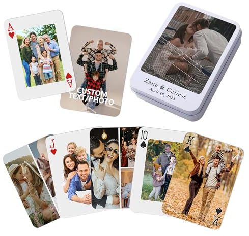 Personalisierte Spielkarten mit Foto, Personalisierte Pokerkarten/Kartenspiel mit Foto, Individuelle Fotospielkarten Selbst Gestalten, Geschenke für Hochzeit, Party, Jahrestag, Weihnachten (Stil 3)