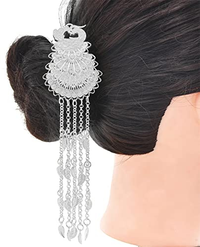 Bastoncini cinesi per chignon, nappe, bacchette, forchetta in sughero di pavone, ago tailandese, bacchette dorate tradizionali thailandesi