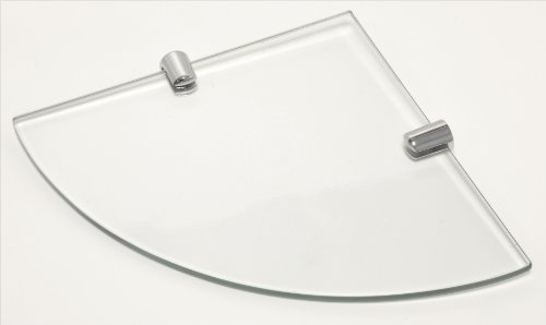 Eckregal aus gehärtetem Glas für Bad, Schlafzimmer, Büro, mit verchromten Regelstützen, Länge: 180 mm, Glasdicke: 6 mm