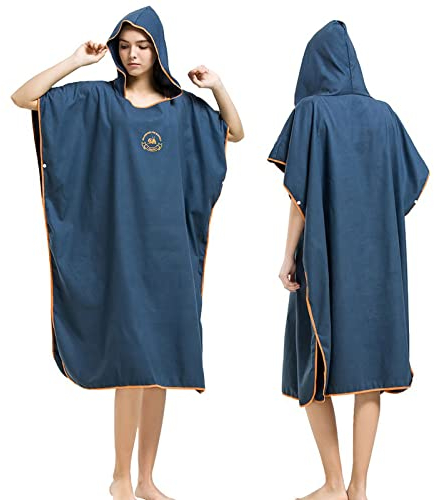 Hiturbo Mikrofaser Handtuch Poncho, Umziehhilfe Strand, Surf Poncho Herren und Damen Changing Robe, Einheitsgröße Warmer Mantel mit Kapuze, Umkleidehilfe Surfen, Schwimmen