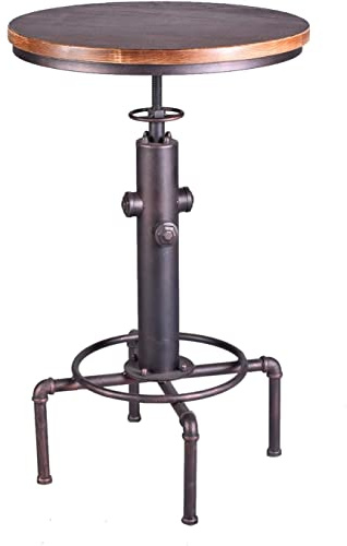 Topower Industrial Bar Table 31.5-41.3 Adjustable Pub Table Kitchen Dining Coffee Bistro Table (Bronze)