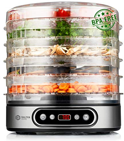 Balter Seco LCD Dörrgerät 380W mit Temperatureinstellung Digital von 35-70°C 5 höhenverstellbare Etagen Dörrautomat Dörrgerät Obsttrockner Dörrapparat BPA Frei