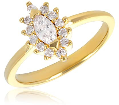 2Colors Bague plaqué Or Marquise avec Cubic Zirconia - 50