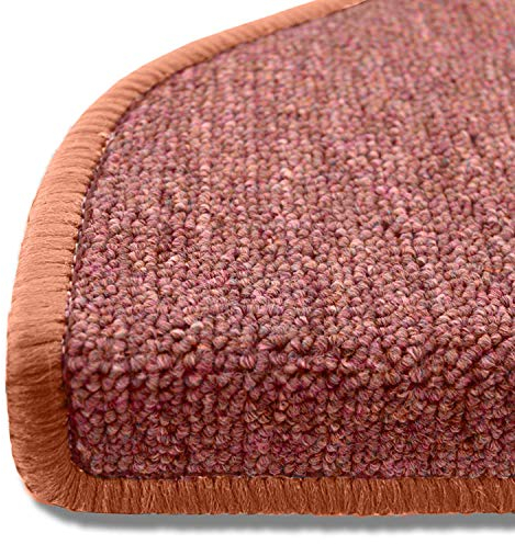 casa pura Coprigradini per Scale Interne - Antiscivolo Scale, Fonoassorbenti a Medio Spessore, Vari Colori e Misure - Semicircolari - Set da 15 - Terracotta - 23.5 x 65 cm