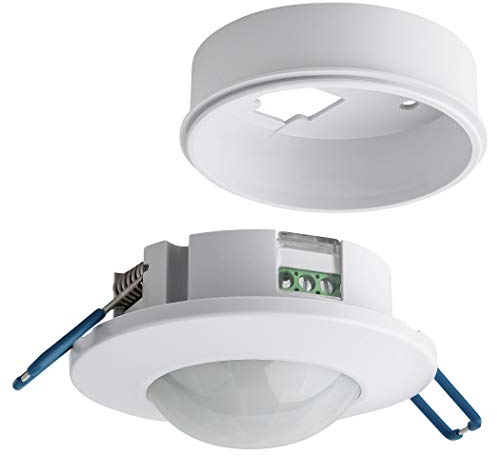 SEBSON Détecteur de Mouvement Intérieur, Montage Encastré et en Saillie au Plafond, programmable, Capteur Infrarouge, 8m / 360°, LED adapté, Max. 1200W/ 600W
